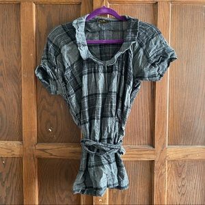 Vivienne Westwood cool grey plaid tartan peasant style cheesecloth top lagenlook
